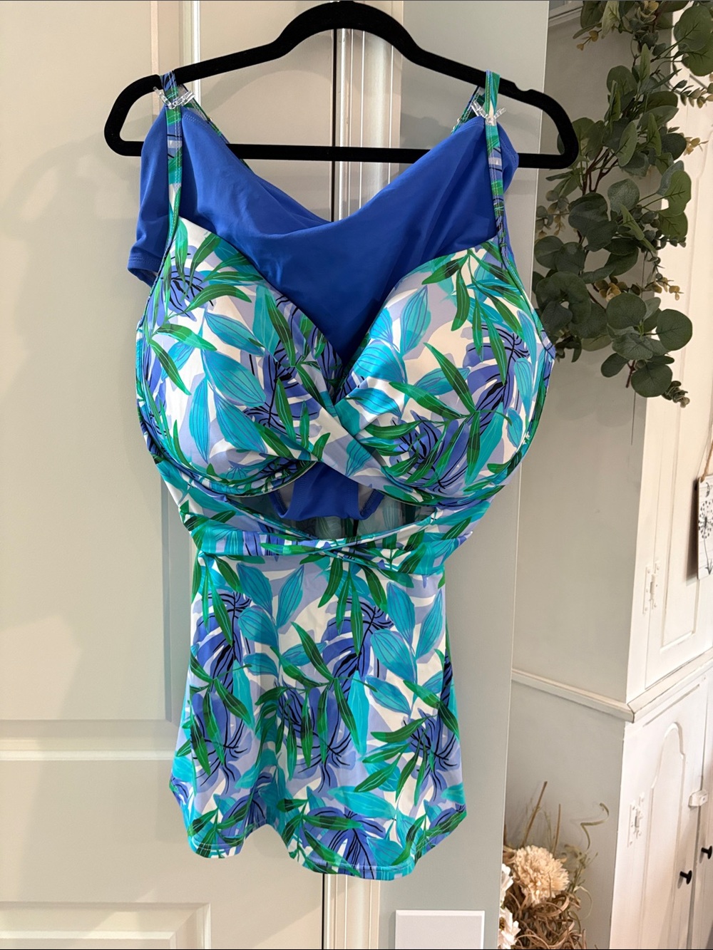 Blue Tropical Print Swim tankini